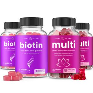 Paquete 4 gomitas NutraChamps biotina y multivitaminas para mujeres