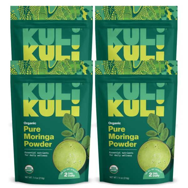 Paquete de 4 polvos orgánicos de moringa Kuli Kuli