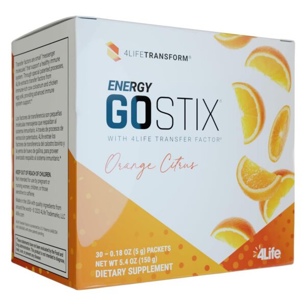 Paquete 4Life Energy Go Stix 30 sobres bebida energética natural naranja