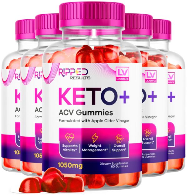 Paquete de 5 frascos de gominolas Ripped Results Keto Plus ACV