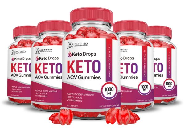Version 1.0.0 Paquete 5 Keto Drops ACV Gummies 60 unidades cada uno
