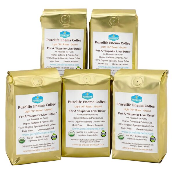 Version 1.0.0 Paquete 5 libras café enema orgánico Purelife tueste aire Light