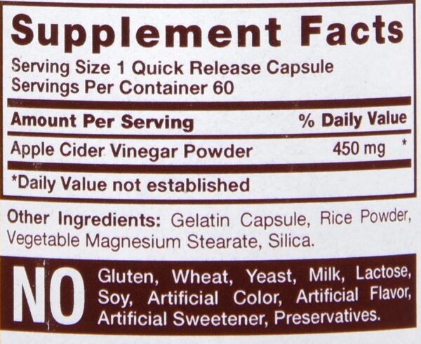 Paquete de 5 Sundance vinagre sidra manzana cápsulas