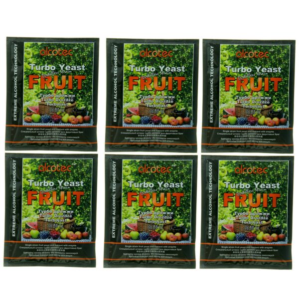 Paquete de 6 levaduras turbo para frutas Alcotec para vino