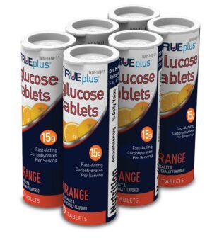 Paquete 6 tubos tabletas glucosa TRUEplus sabor naranja