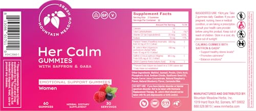 Paquete de 60 gomitas Her Calm para estabilidad emocional y relajación