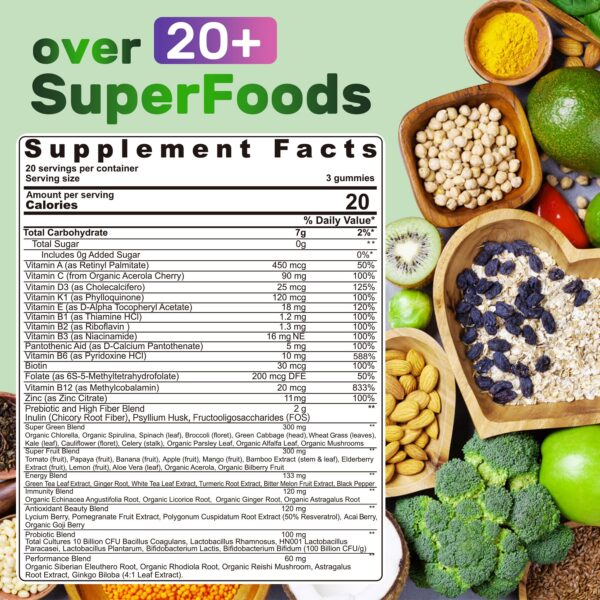 Paquete de 60 gomitas Super Greens Nextdia con sabor a uva natural