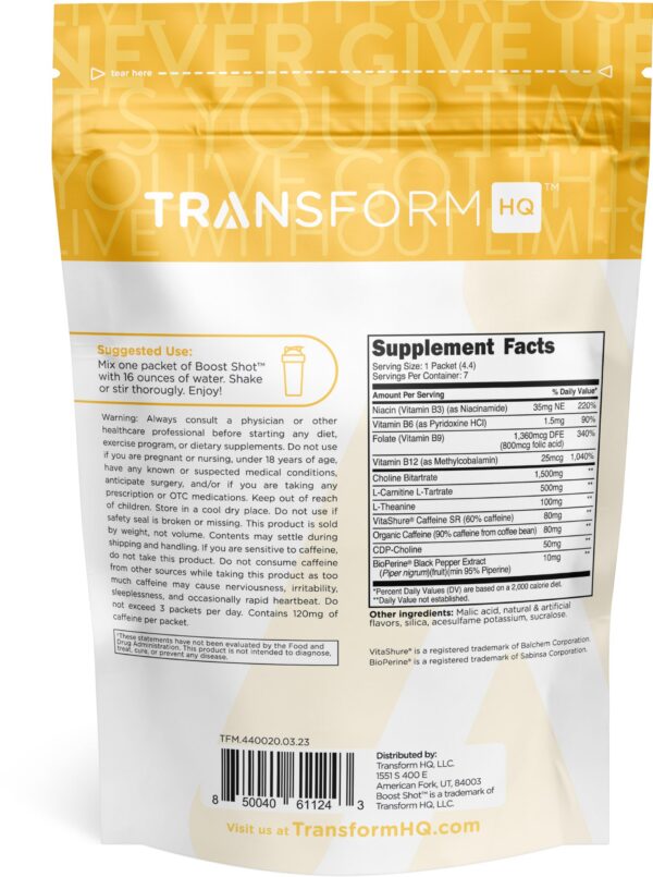 Paquete 7 sobres suplemento energético con vitaminas B y cafeína