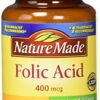 Paquete ácido fólico Nature Made 400 mcg 250 tabletas x2 etiqueta frontal