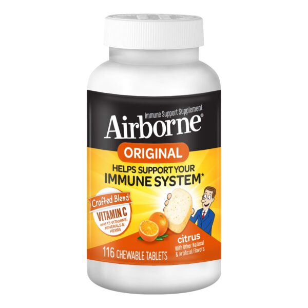 Version 1.0.0 Paquete Airborne tabletas masticables vitamina C zinc para inmunidad