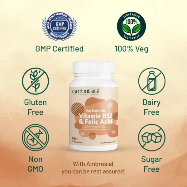 Paquete AMBROSIAL suplemento vitaminas B12 ácido fólico