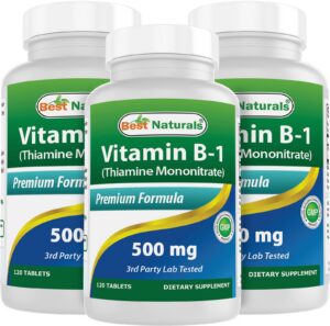 Paquete Best Naturals Vitamina B1 500 mg mononitrato tiamina 120 tabletas