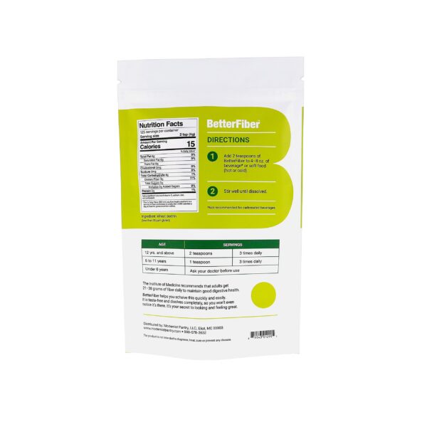 Paquete BetterFiber fibra prebiótica 125 porciones certificada koser