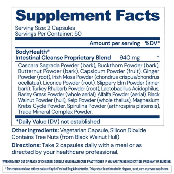 Paquete de BodyHealth Intestinal Cleanse 100 cápsulas detox