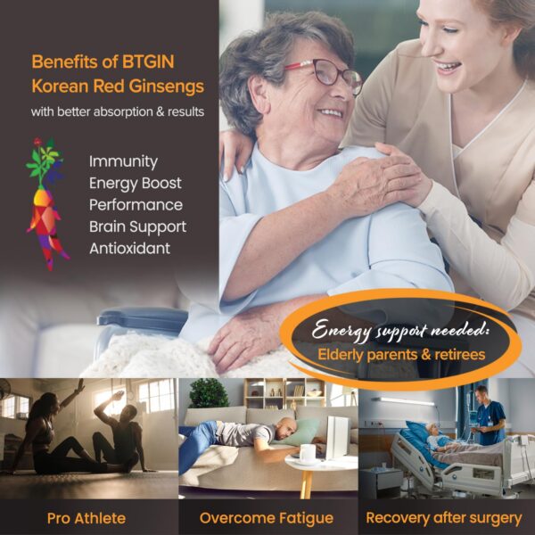 Version 1.0.0 Paquete de bolsillo BTGIN extracto ginseng rojo coreano 3000mg