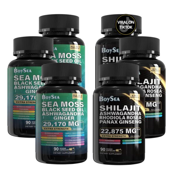 Version 1.0.0 Paquete Boysea cápsulas Shilajit y Musgo de Mar con ingredientes naturales