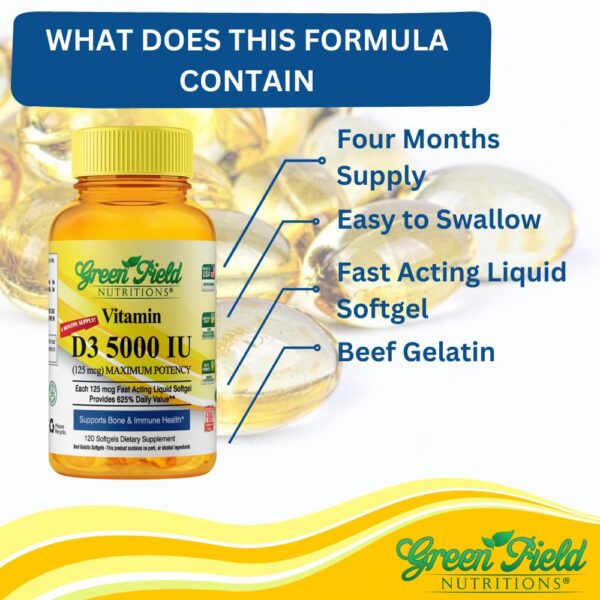 Paquete cápsulas blandas Greenfield Vitamina D Halal