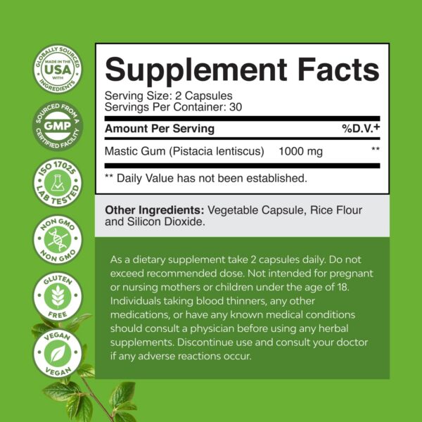 Paquete de cápsulas de goma de mastiha Nature's Craft 60 unidades