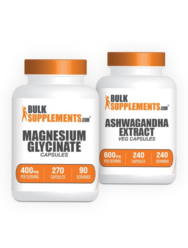 Paquete con cápsulas magnesio glicinato y ashwagandha