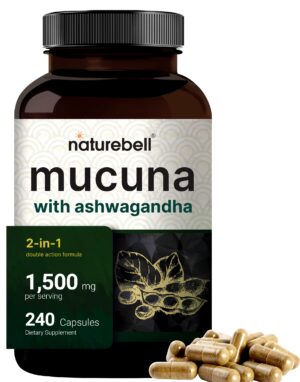 Paquete de cápsulas Mucuna Pruriens triple fuerza NatureBell