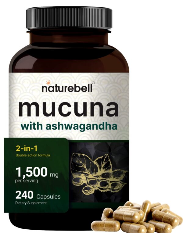 Paquete de cápsulas Mucuna Pruriens triple fuerza NatureBell