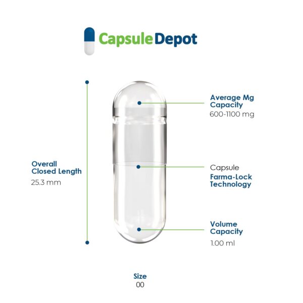 Paquete cápsulas de gelatina vacías tamaño 00 claras