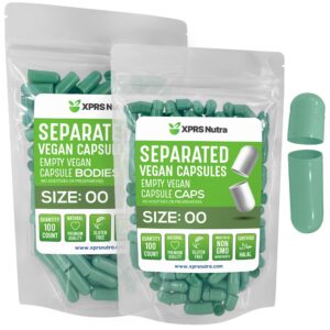 Paquete de cápsulas veganas vacías 00 verde salvia 100 unidades
