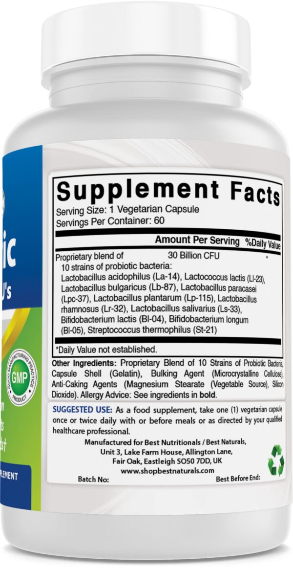 Paquete de cápsulas vegetarianas Best Naturals probiótico