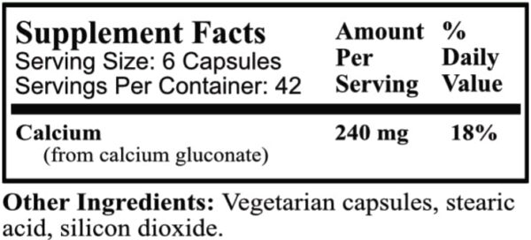 Paquete con cápsulas vegetarianas Daily Manufacturing Calcium Gluconate