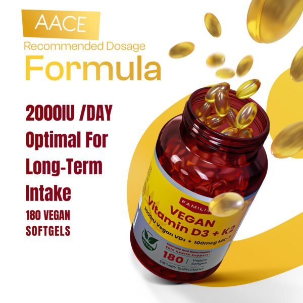 Paquete y cápsulas blandas vitamina D3+K2 vegano FAMILI+