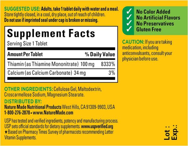 Version 1.0.0 Paquete cerrado Nature Made B1 100 mg 100 tabletas