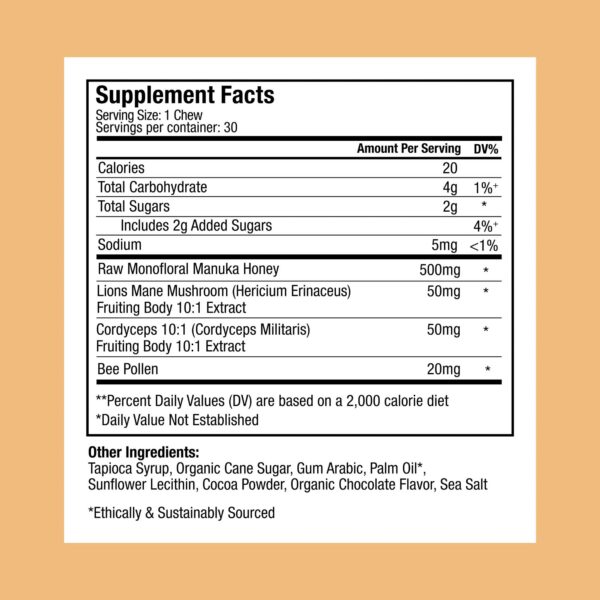 Paquete de chews de chocolate y hongos