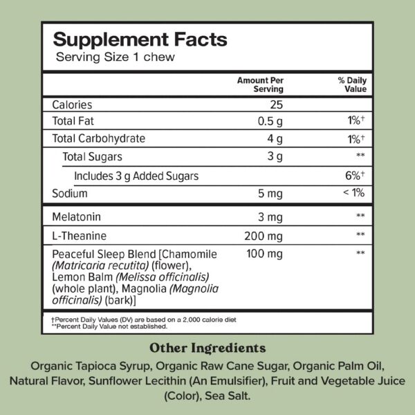 paquete chewsy peaceful sleep masticables para dormir 30 dias