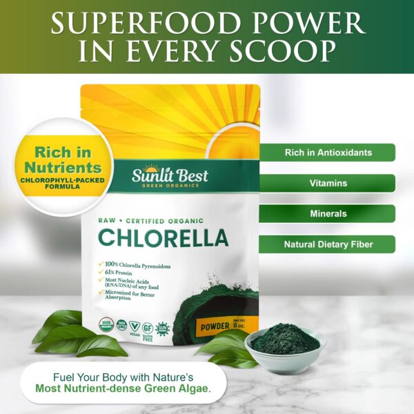 Paquete de chlorella en polvo con certificado USDA
