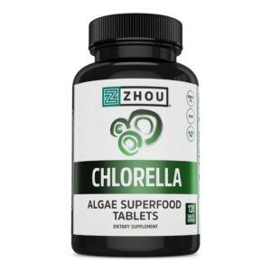 Paquete 120 tabletas Chlorella Zhou Nutrition superalimento vegano