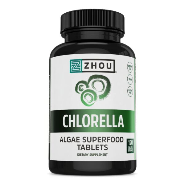 Version 1.0.0 Paquete 120 tabletas Chlorella Zhou Nutrition superalimento vegano