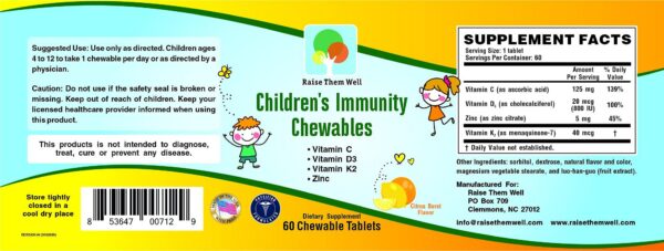 Paquete combinado multivitamínico Raise Them Well para inmunidad infantil