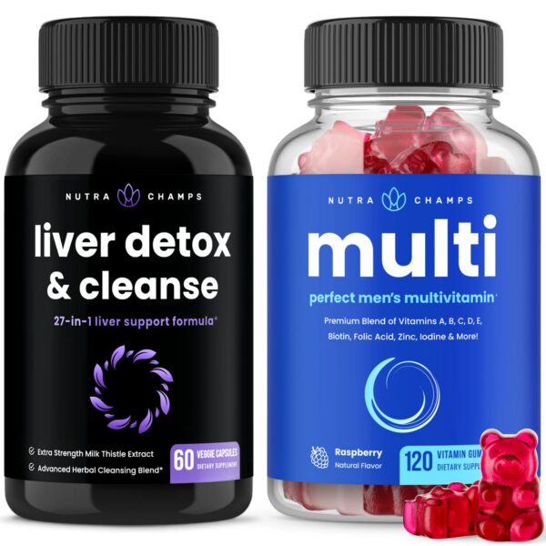 Paquete combinado NutraChamps limpieza hepática y multivitamínico hombres
