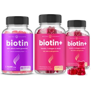 Paquete completo biotina NutraChamps para cabello piel uñas