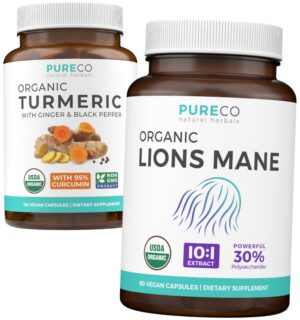 Paquete cúrcuma y melena de león cápsulas PURE CO