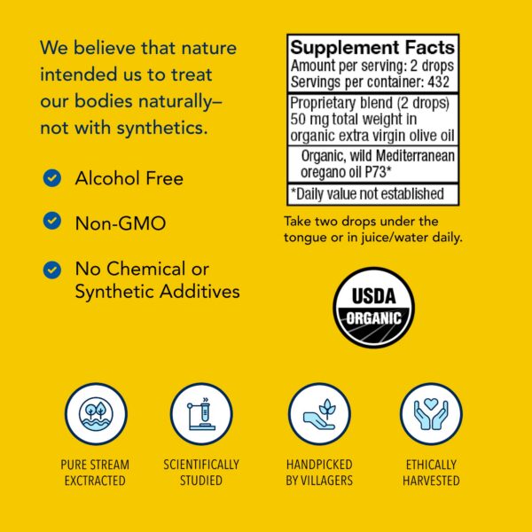 frasco con aceite de orégano silvestre orgánico 1 oz