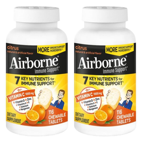 Version 1.0.0 Paquete doble Airborne tabletas masticables vitamina C 1000mg zinc