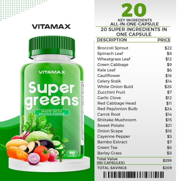 Paquete doble cápsulas Vitamax frutas verduras orgánicas
