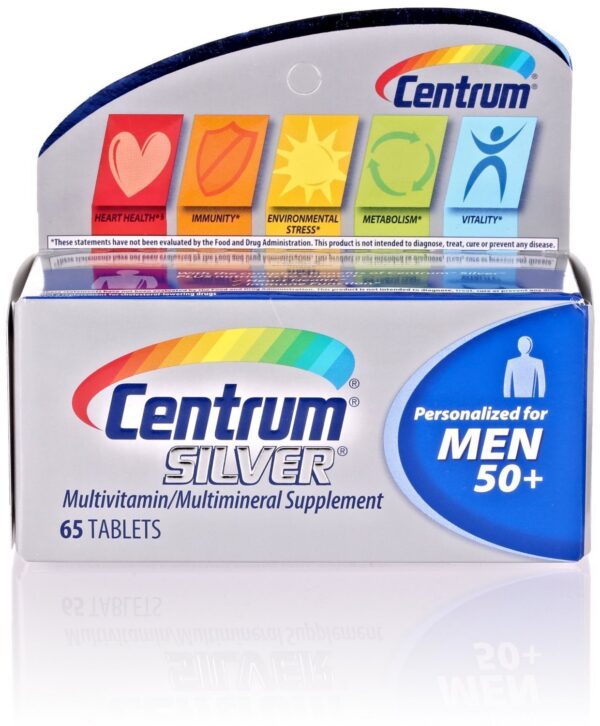 Paquete doble Centrum Silver Hombres 50+ multivitamínico 65 tabletas