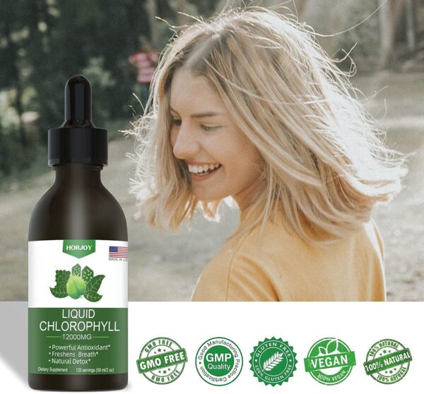 Paquete doble de gotas líquidas de clorofila Horjoy para energía y salud