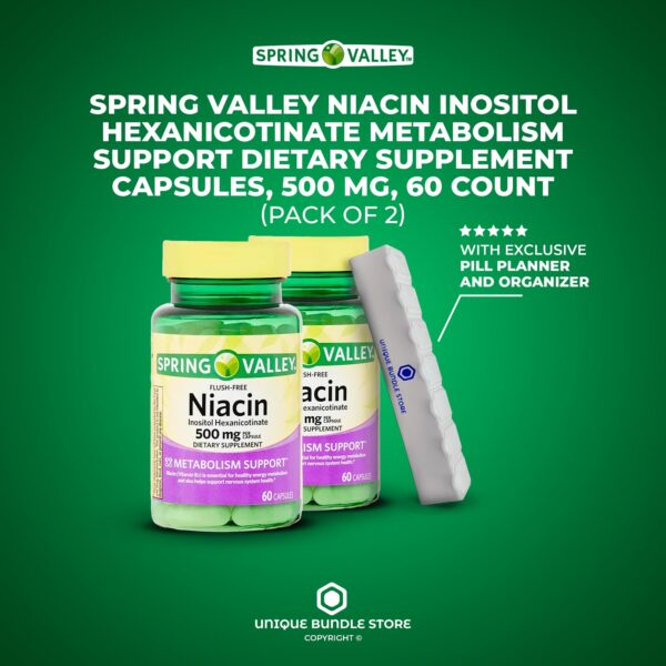 Paquete doble Spring Valley niacina 500mg apoyo metabolismo