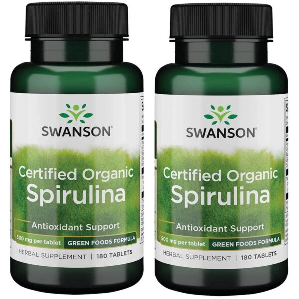Paquete doble de tabletas de espirulina orgánica Swanson