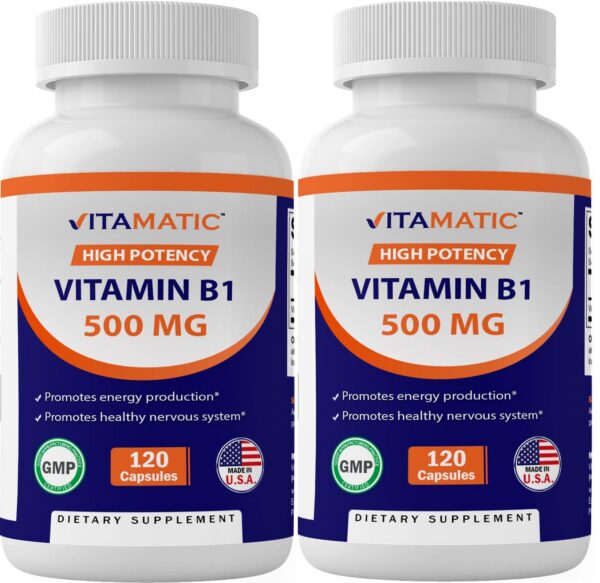Paquete doble vitamina b1 vitamatic 500mg 120 cápsulas