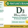 Paquete doble vitamina D3 Nature's Bounty 250 cápsulas cada una