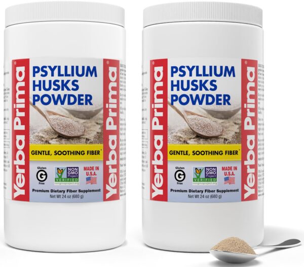 Paquete doble Yerba Prima polvo psyllium 24 oz sin sabor